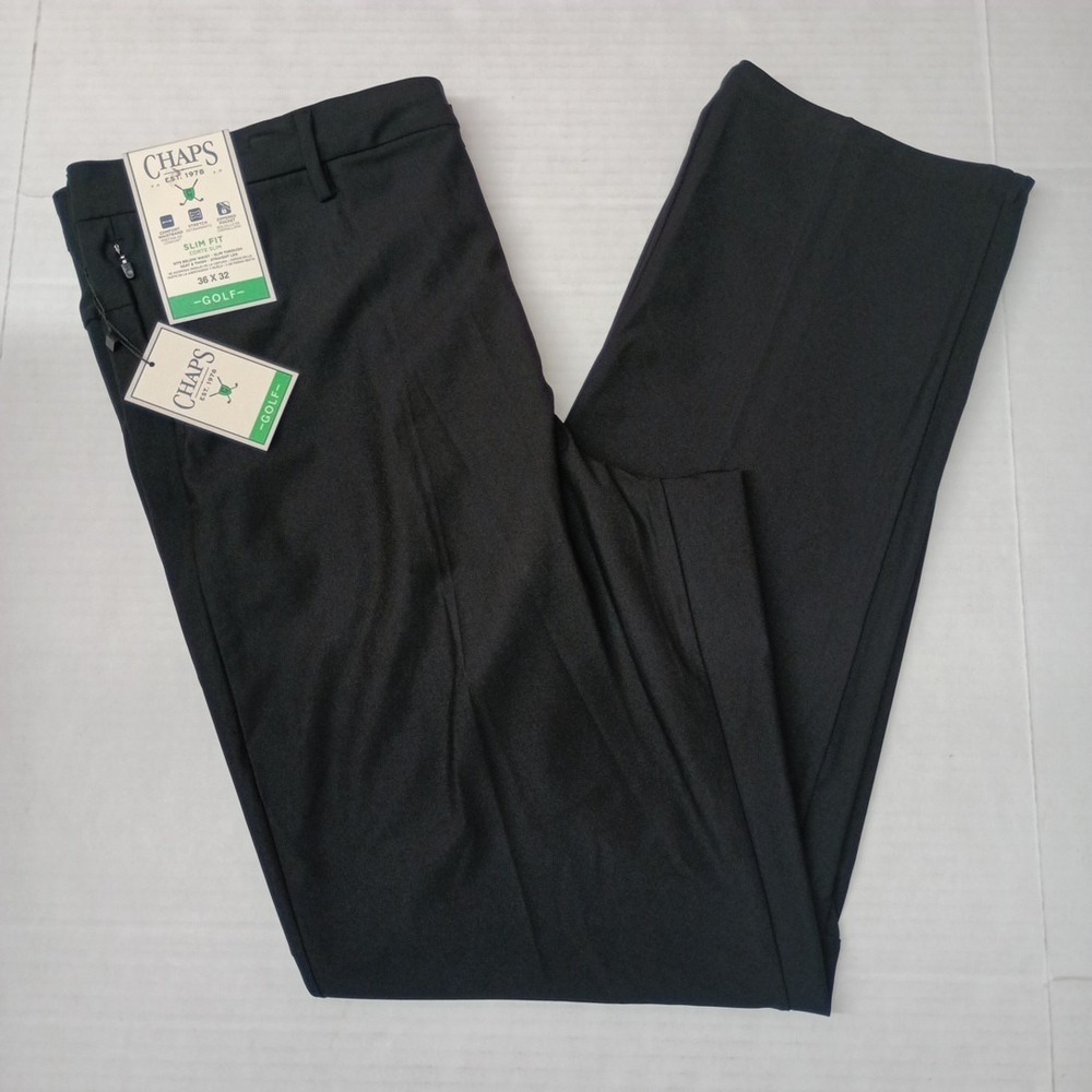 Chaps Golf Performance Slim Fit Pants Men's 36x32 Black Stretch Waistband